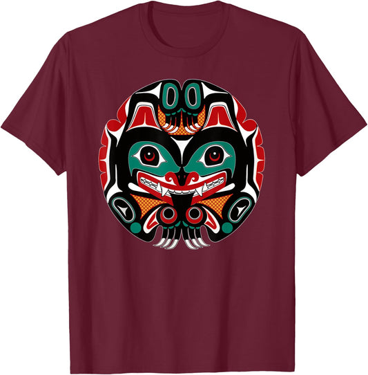 Indigenous Clothing Alaska Native American Art Style Indian T-Shirt - T-Shirt | Maroon