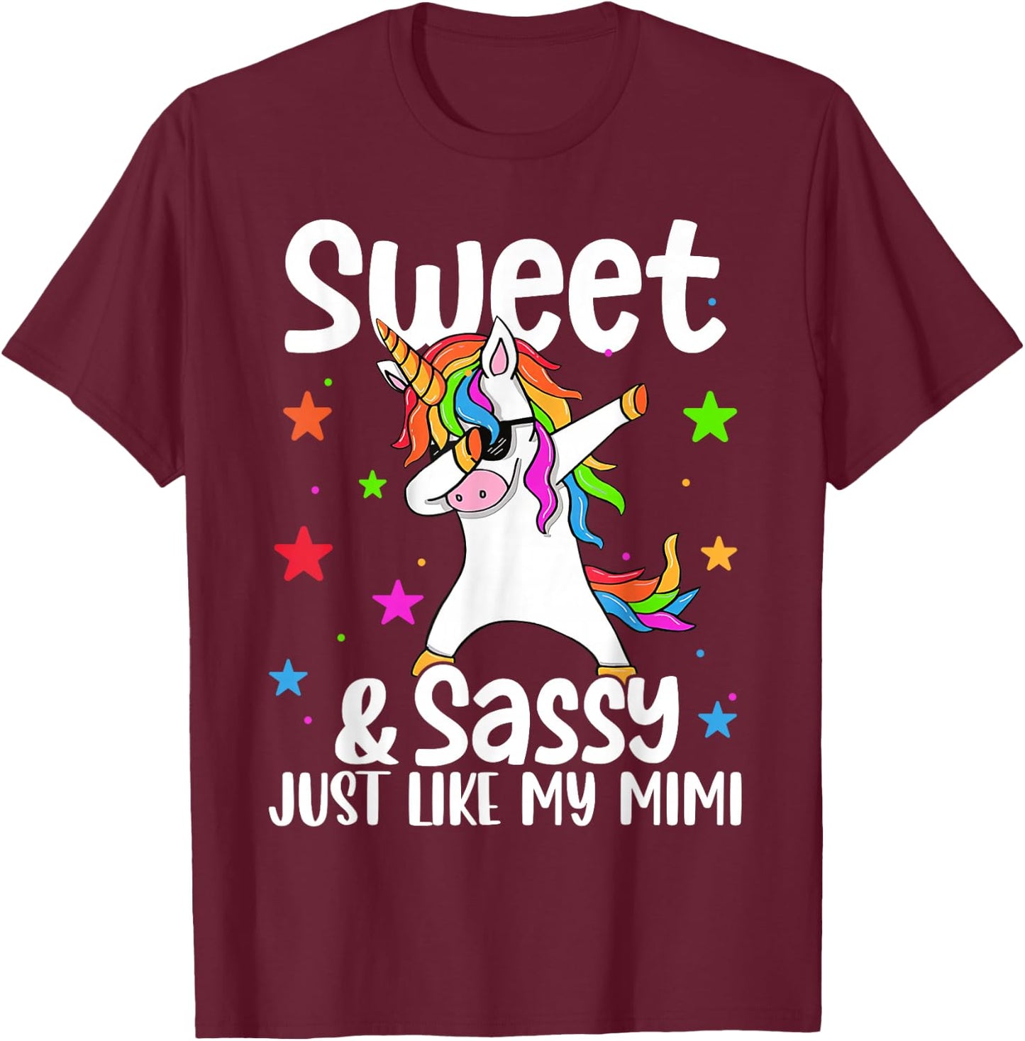 Sassy Like My Mimi Dabbing Unicorn Cute Grandma T-Shirt - T-Shirt | Maroon