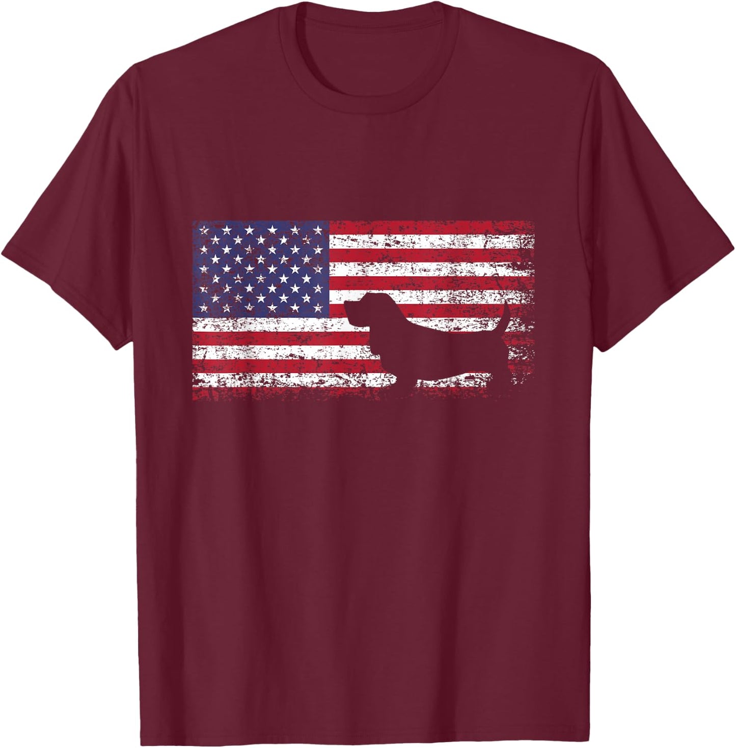 Basset Hound American Flag I Love My Basset Hound T-Shirt - T-Shirt | Maroon