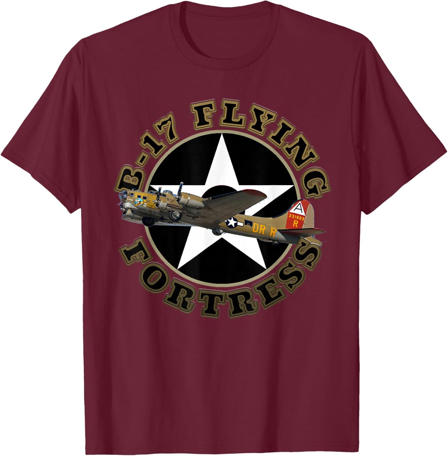 B-17 Flying Fortress Heavy Bomber Air Shows Plane Spotting T-Shirt - T-Shirt | Maroon