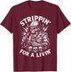 Strippin’ for a Livin’ Skeleton Electrician T-Shirt - T-Shirt | Maroon