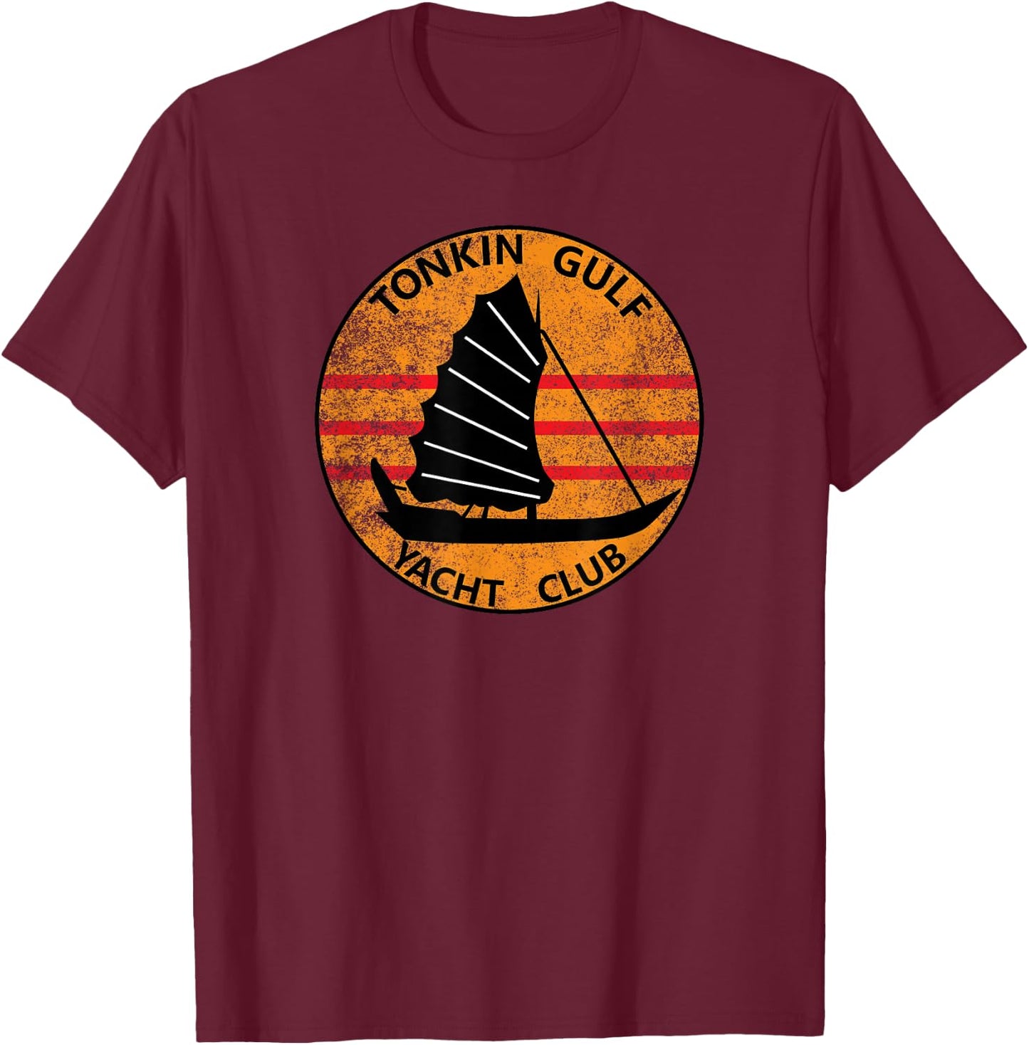 Tonkin Gulf Yacht Club 7th Fleet Vietnam Veteran Patch T-Shirt - T-Shirt | Maroon