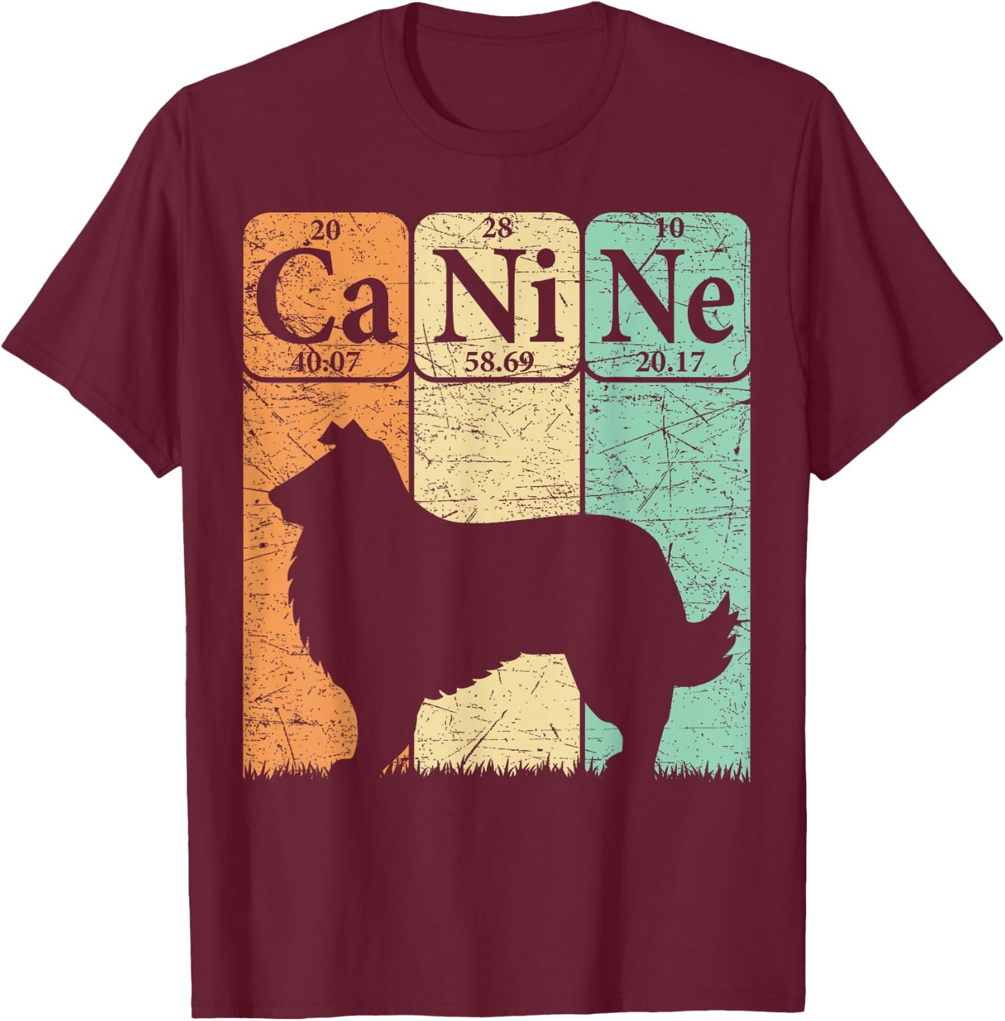 Rough Collie Periodic Table Elements Rough Collie Dog Lover T-Shirt - T-Shirt | Maroon