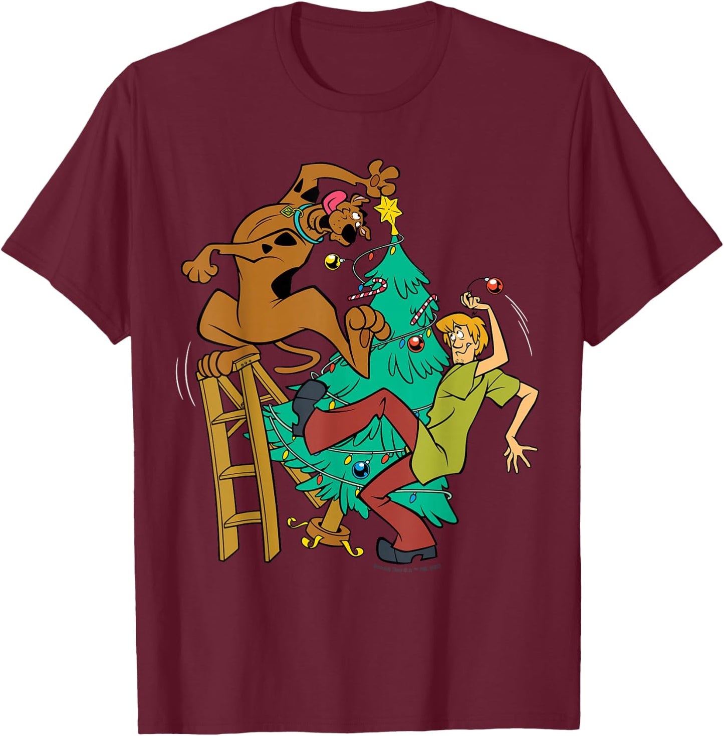 Scooby And Shaggy Christmas Dancing T-Shirt - T-Shirt | Maroon