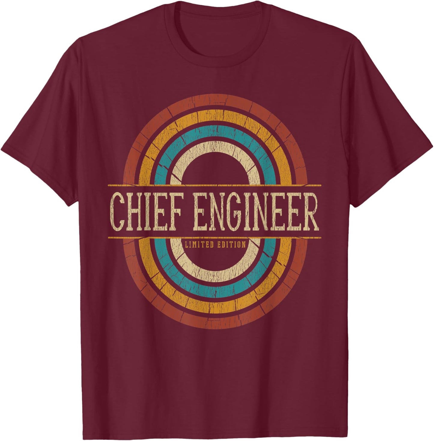 Chief Engineer Vintage Retro T-Shirt - T-Shirt | Maroon