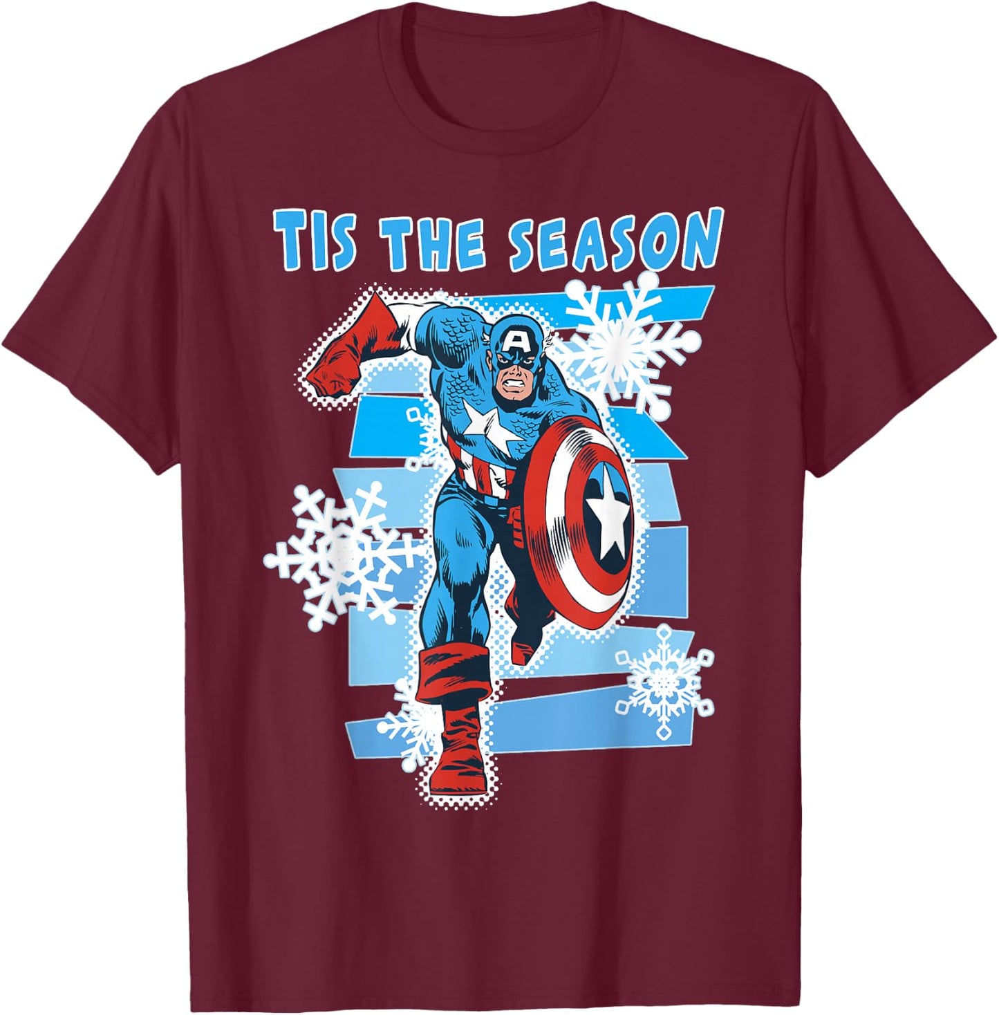 Marvel Captain America Tis The Season Christmas T-Shirt - T-Shirt | Maroon