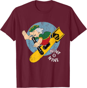 909 Apparel B-17 Nine-O-Nine Nose Art | B17 Flying Fortress WW2 Bomber T-Shirt - T-Shirt | Maroon
