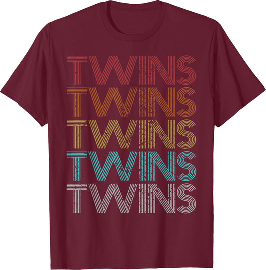 Retro Vintage Twins T-Shirt - T-Shirt | Maroon