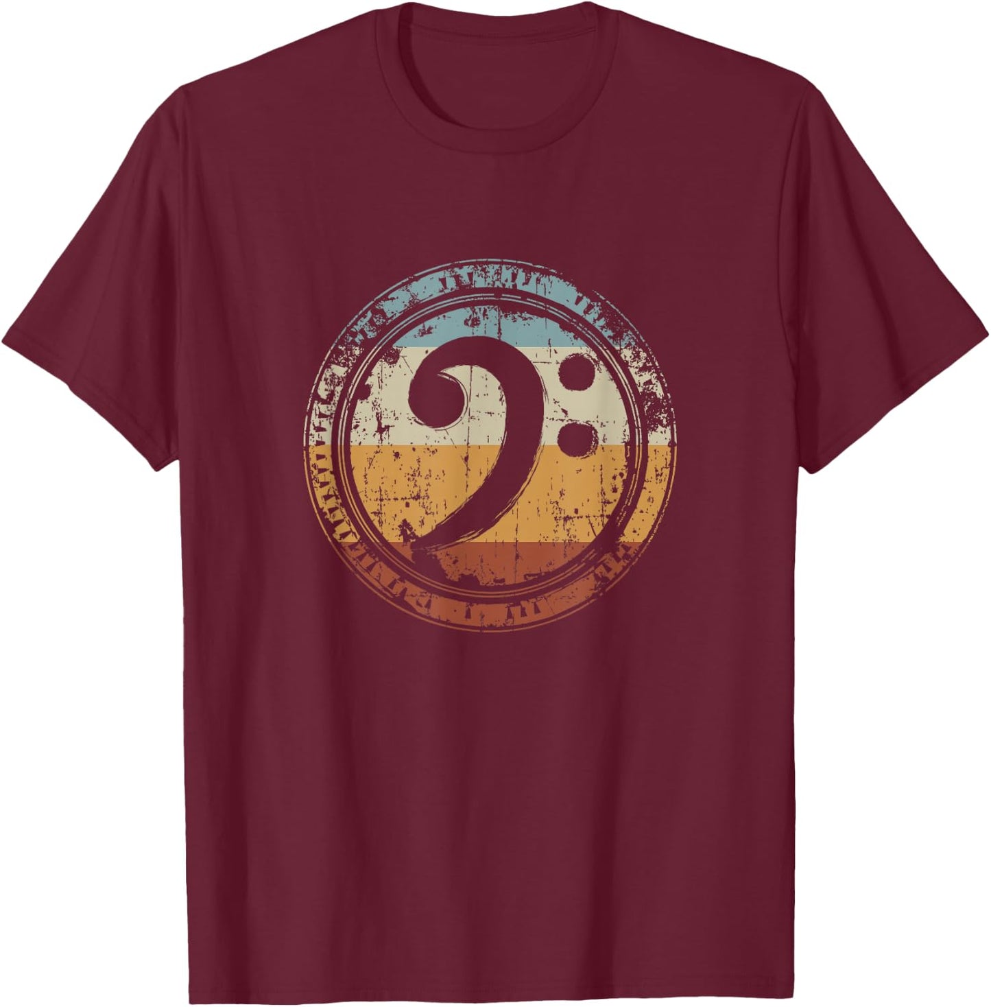 Vintage Bass Clef Gift Bass Guitar Player Bassist T-Shirt - T-Shirt | Maroon