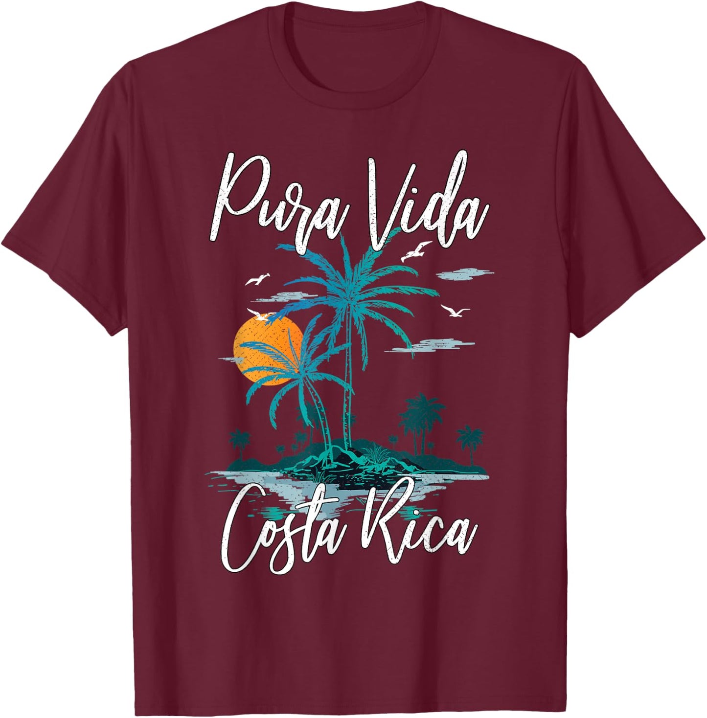 Vintage Family Vacation Costa Rica Pura Vida Beach T-Shirt - T-Shirt | Maroon