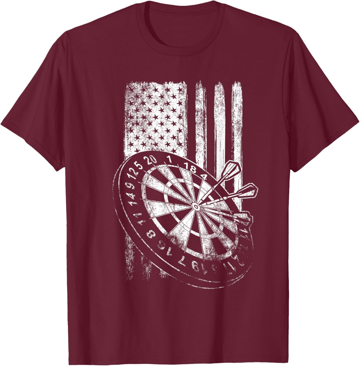 Patriotic US Flag Dartboard Dart Darts Player Men T-Shirt - T-Shirt | Maroon