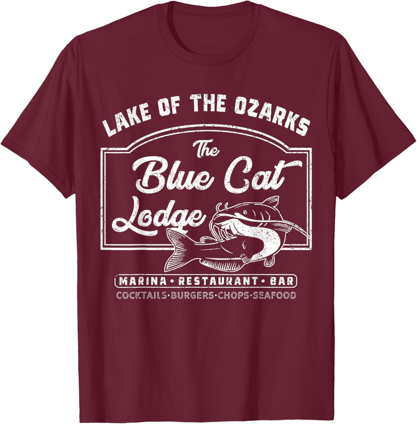 Vintage The Blue Cat Lodge Lake of The Ozarks T-Shirt - T-Shirt | Maroon