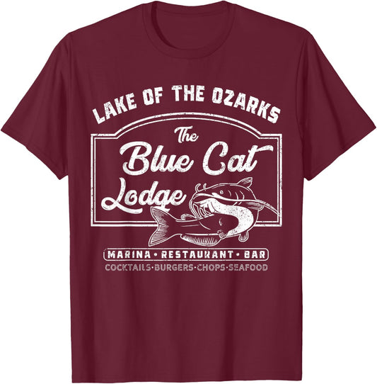 Vintage The Blue Cat Lodge Lake of The Ozarks T-Shirt - T-Shirt | Maroon