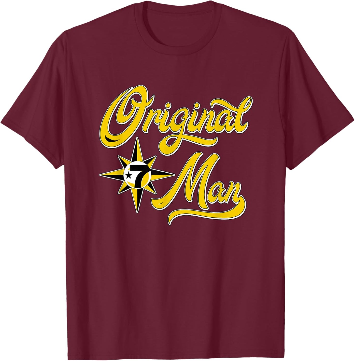 Original Man Allah 7 Logo Crescent Star 5 percent T-Shirt - T-Shirt | Maroon
