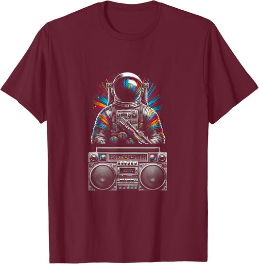 Geometric Astronaut | Men Women (S-6XL) | Graphic T-Shirt - T-Shirt | Maroon