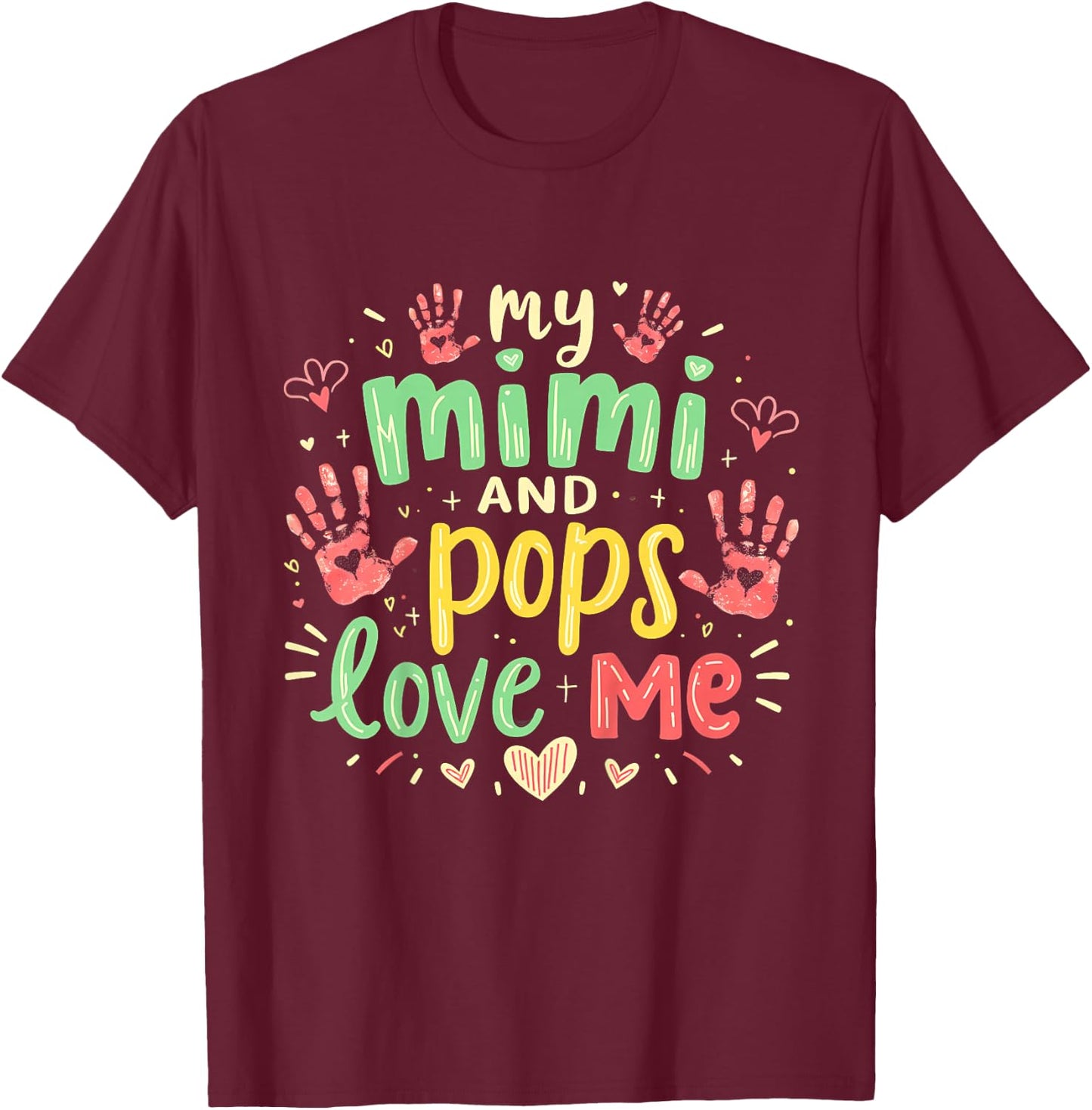 Kids My Mimi and Pops Granddaughter & Grandson T-Shirt - T-Shirt | Maroon