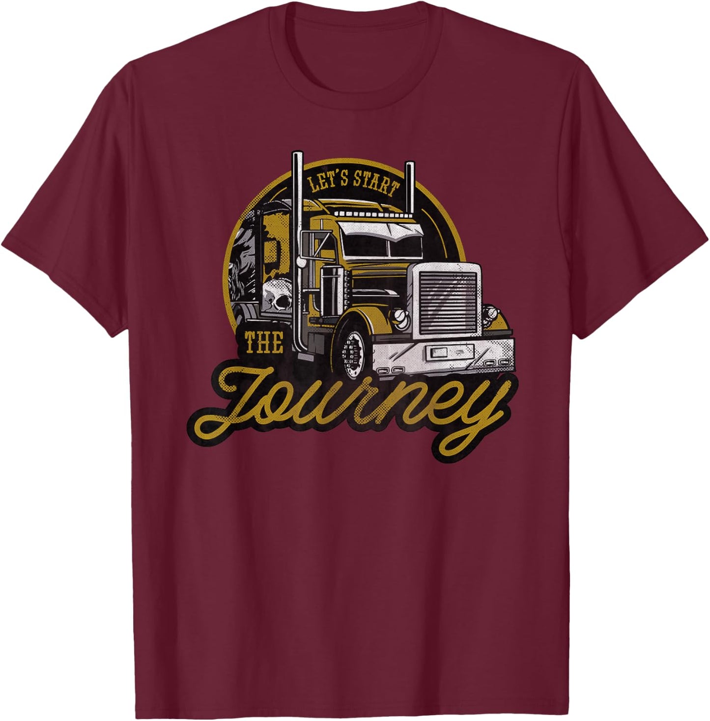 Vintage Driver 18 Wheel Trucker T-Shirt - T-Shirt | Maroon