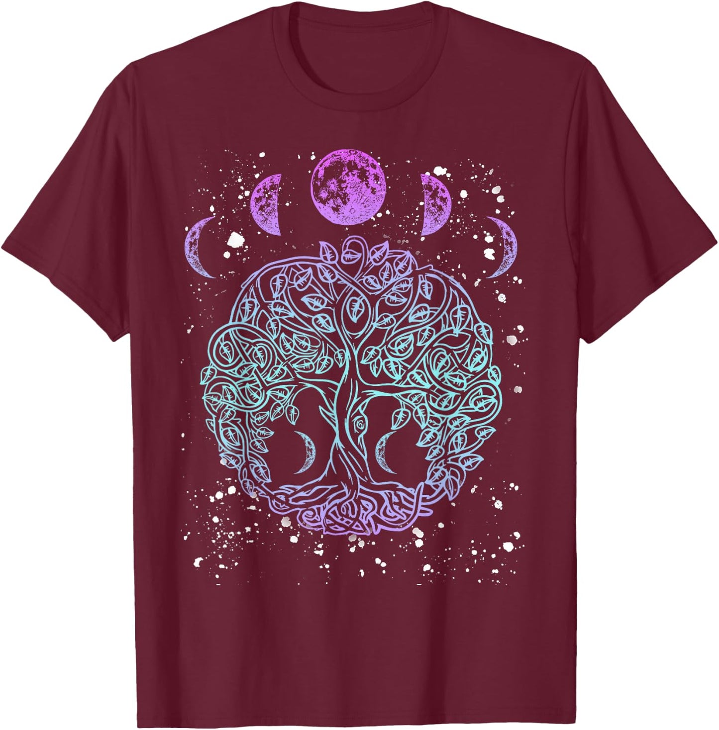 Moon Phases Tree of Life - Viking Pagan Wicca T-Shirt - T-Shirt | Maroon