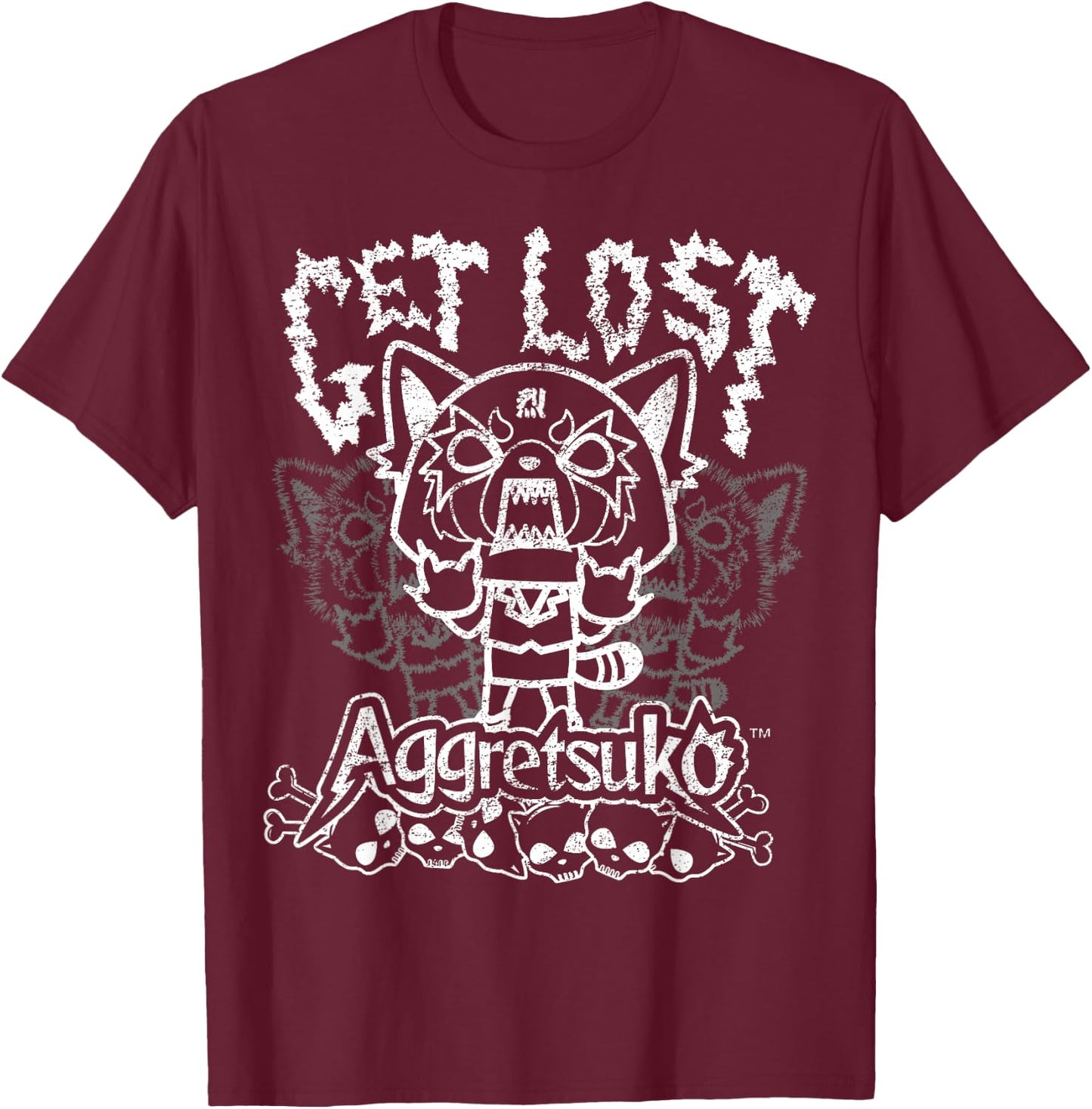 Aggretsuko "Get Lost" Rage Shirt T-Shirt - T-Shirt | Maroon