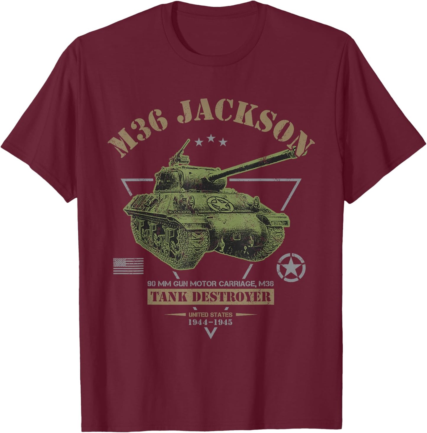 M36 Jackson Tank Destroyer T-Shirt - T-Shirt | Maroon