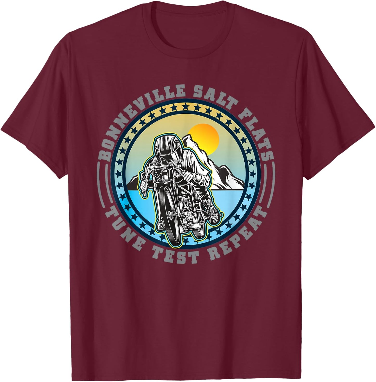 Bonneville Salt Flats Vintage Retro Motorcycle Rider T-Shirt - T-Shirt | Maroon