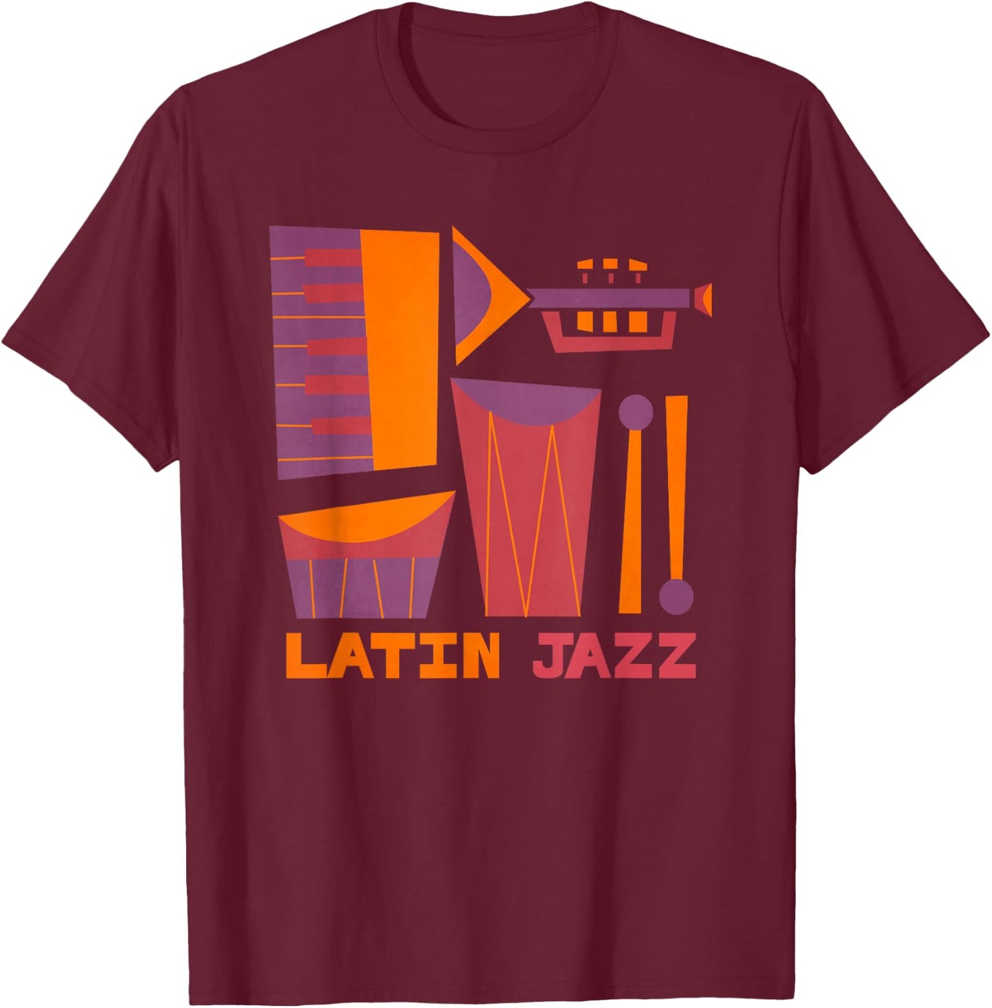 Latin Jazz Music Vintage T-Shirt - T-Shirt | Maroon