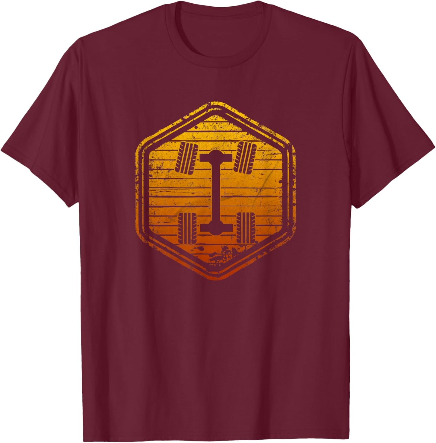 4WD 4x4 Off Road Sign Vintage Sunset for Offroading T-Shirt - T-Shirt | Maroon