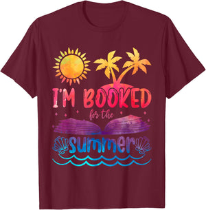 I'm Booked For Summer Funny Beach Vacation Reading Tie Dye T-Shirt - T-Shirt | Maroon