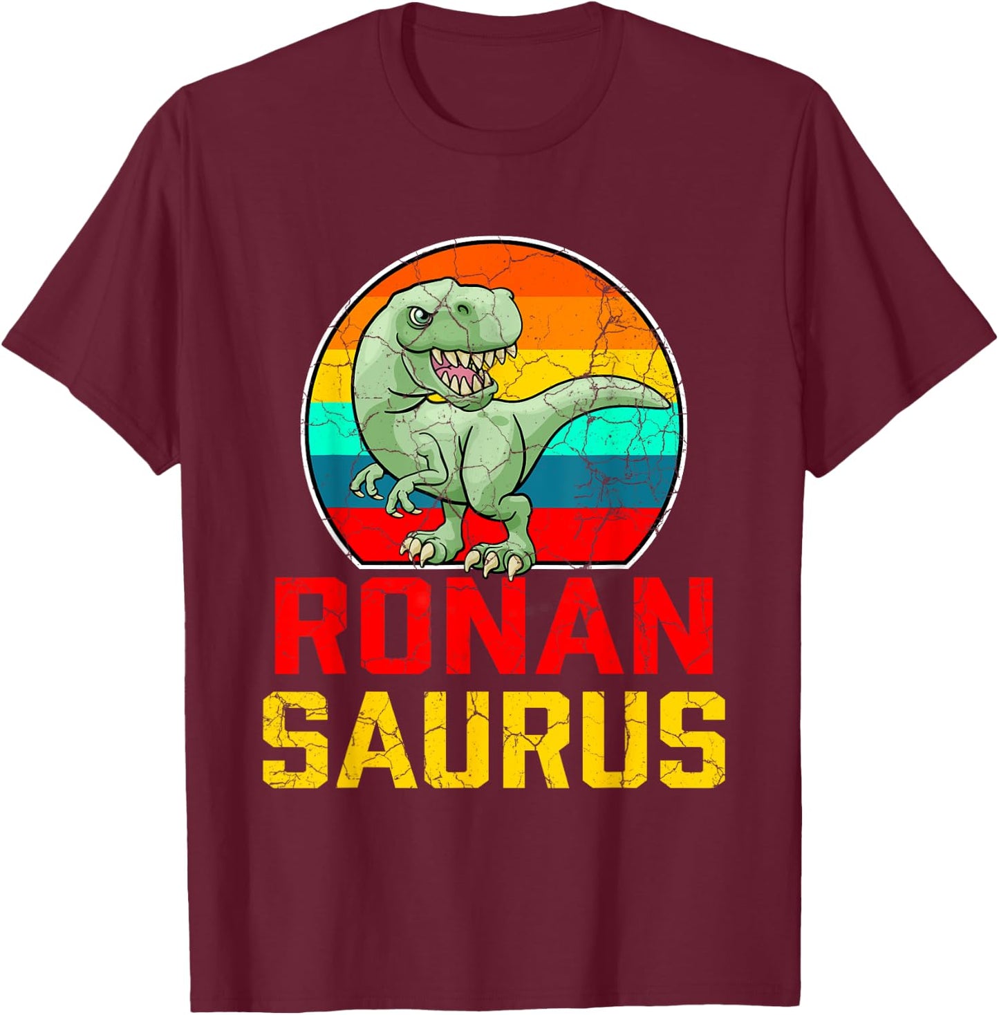 Ronan Saurus Family Reunion Last Name Team Funny Custom T-Shirt - T-Shirt | Maroon