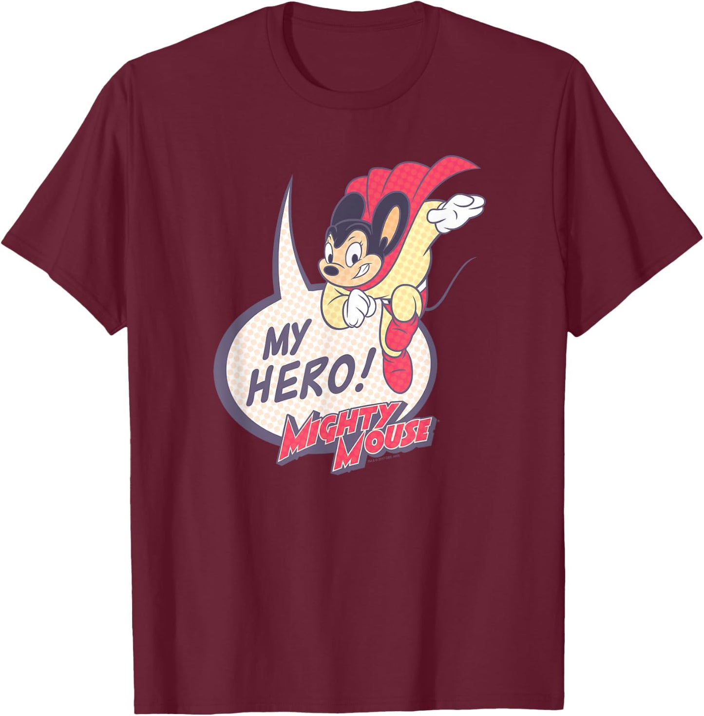 Mighty Mouse My Hero T-Shirt - T-Shirt | Maroon