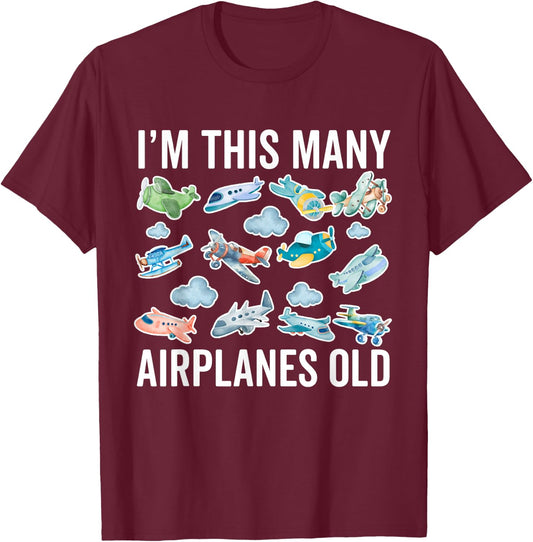 12 Years Old Airplanes 12th Birthday Pilot Boy Aeroplane T-Shirt - T-Shirt | Maroon