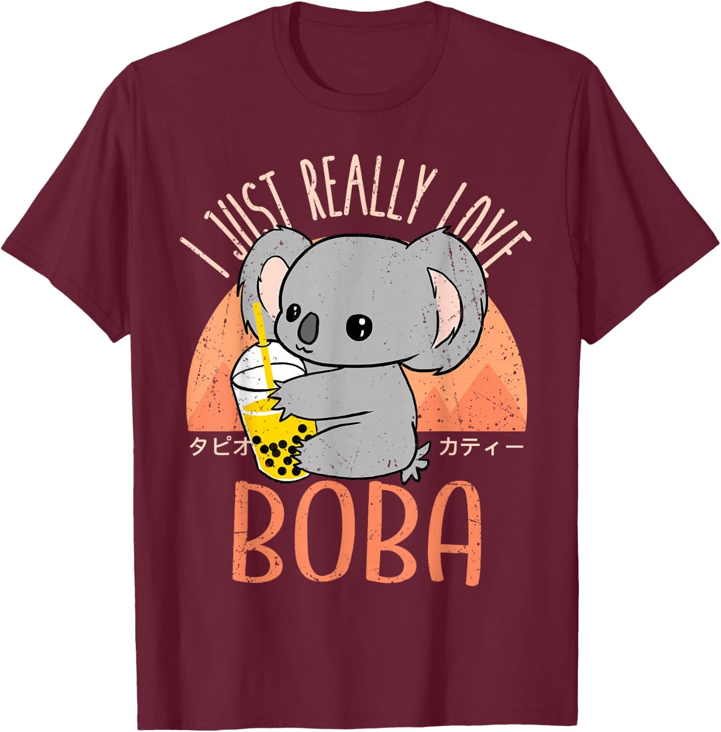 Kawaii Koala I Just Love Boba Bubble Tea T-Shirt - T-Shirt | Maroon