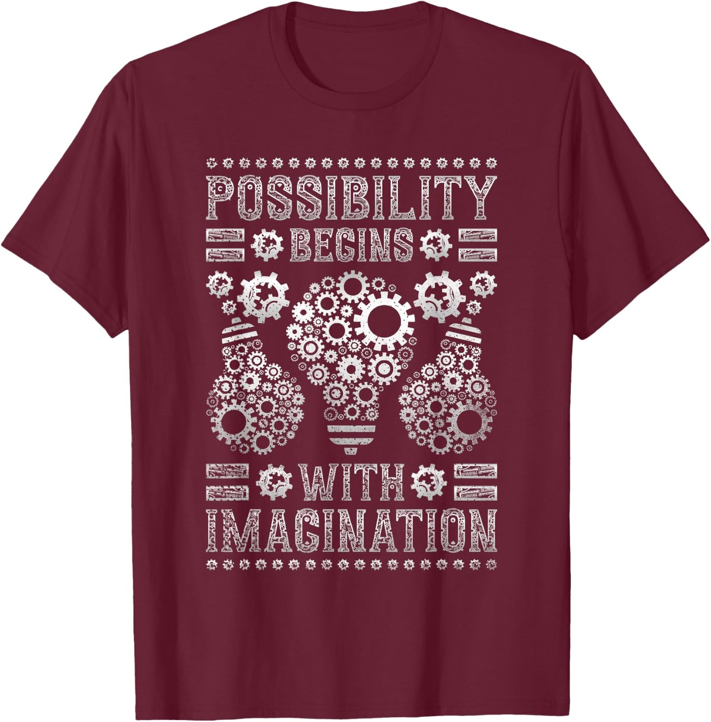 Possibility Begins With Imagination, Steampunk T-Shirt - T-Shirt | Maroon