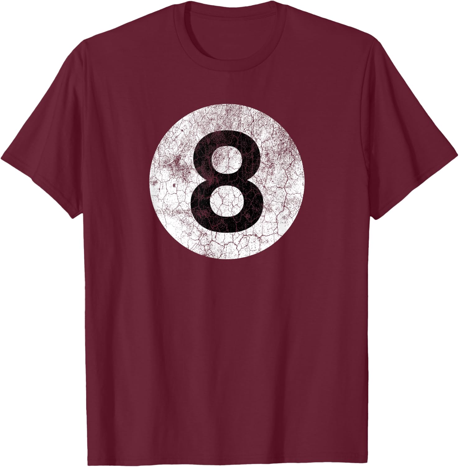 8 Ball Billiards Distressed Vintage Style Costume Eight Ball T-Shirt - T-Shirt | Maroon