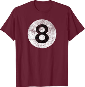 8 Ball Billiards Distressed Vintage Style Costume Eight Ball T-Shirt - T-Shirt | Maroon