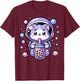 Kawaii Cat Astronaut With Boba Tea Anime In Space Adventure T-Shirt - T-Shirt | Maroon