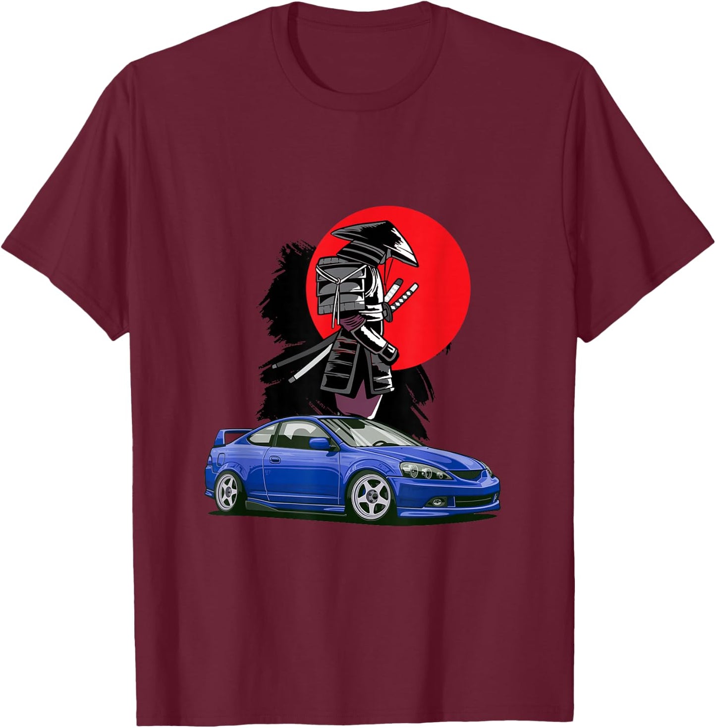 JDM RSX Car Tuning Japan Samurai Sun Drift T-Shirt - T-Shirt | Maroon
