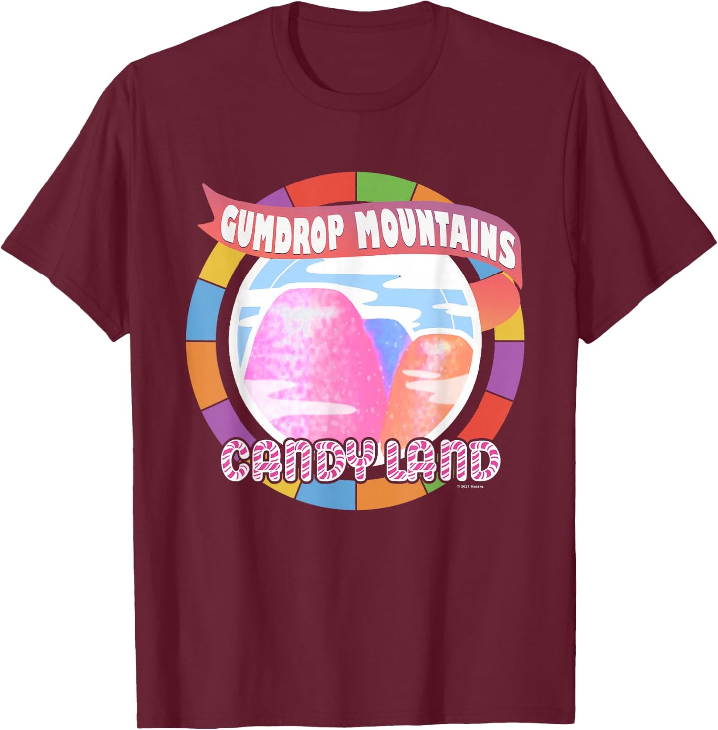 Candy Land Delicious Gumdrop Mountains T-Shirt - T-Shirt | Maroon