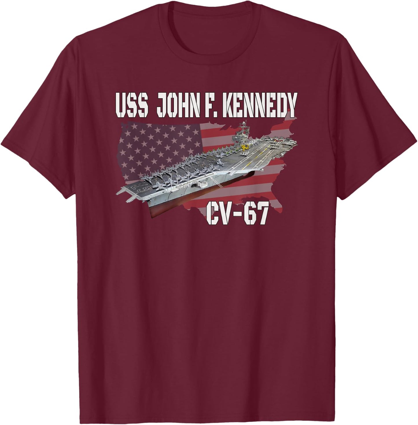 USS John F. Kennedy CV-67 Aircraft Carrier Veterans Day T-Shirt - T-Shirt | Maroon