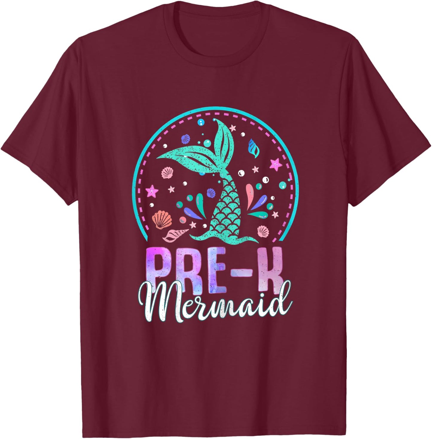 Pre Kinder Mermaid Teacher Students Girls Back To School Kid T-Shirt - T-Shirt | Maroon