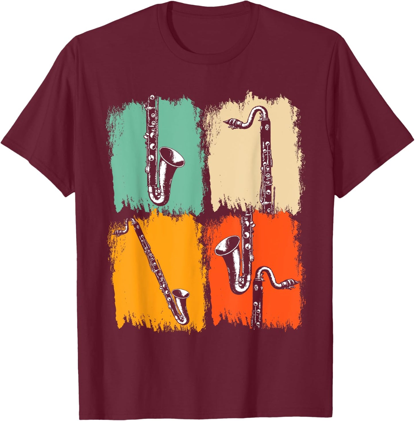 Marching Band Music Gift Retro Pop Art Bass Clarinet T-Shirt - T-Shirt | Maroon
