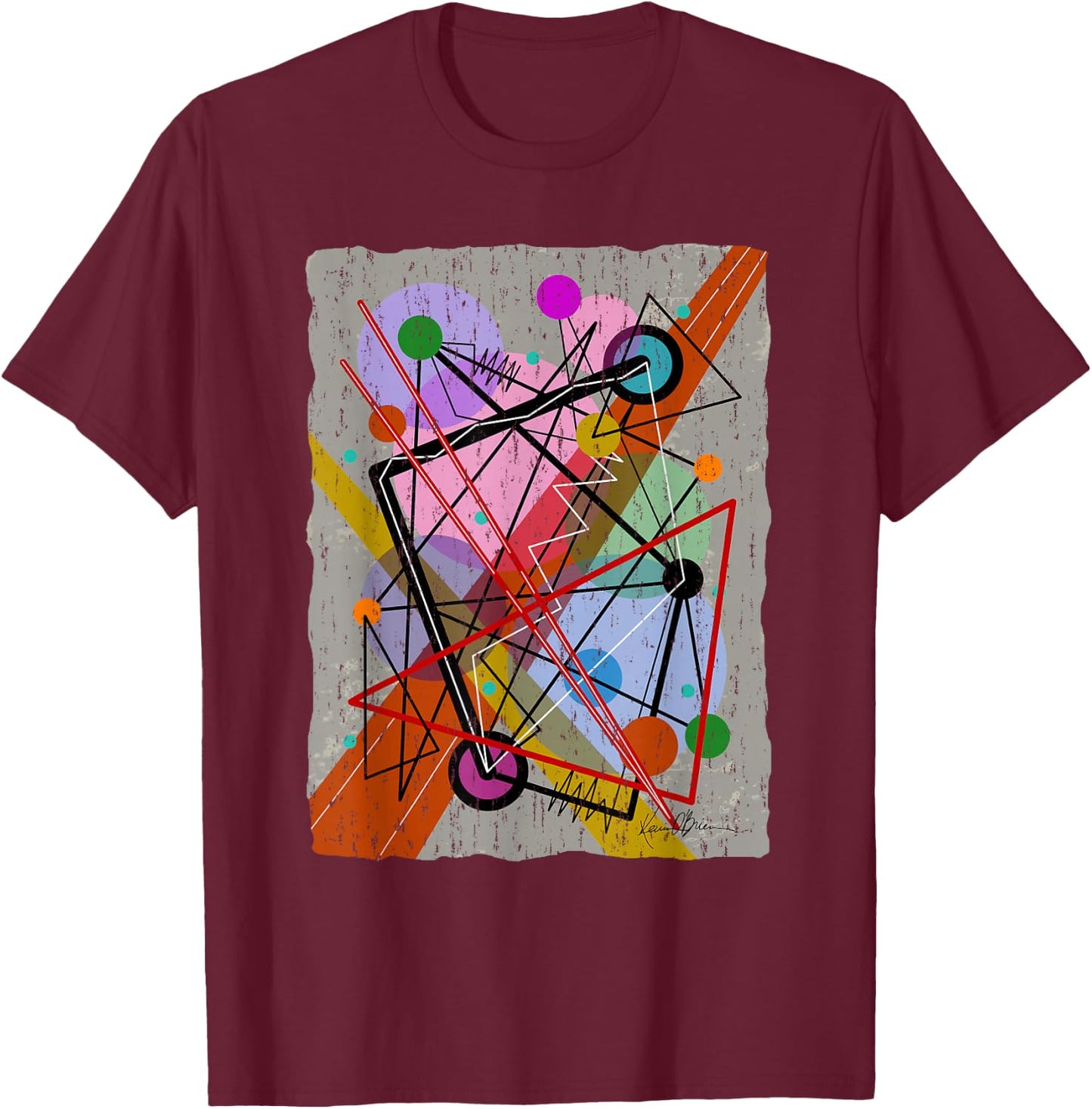 Original Art Shirts Style by Kandinsky Mid Century Bauhaus T-Shirt - T-Shirt | Maroon