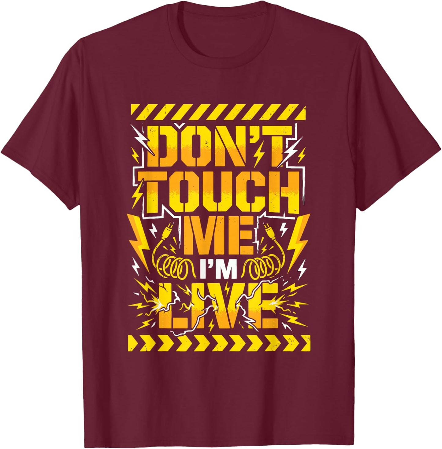 Electrician Electrical Lineman Wireman High Voltage Warning T-Shirt - T-Shirt | Maroon