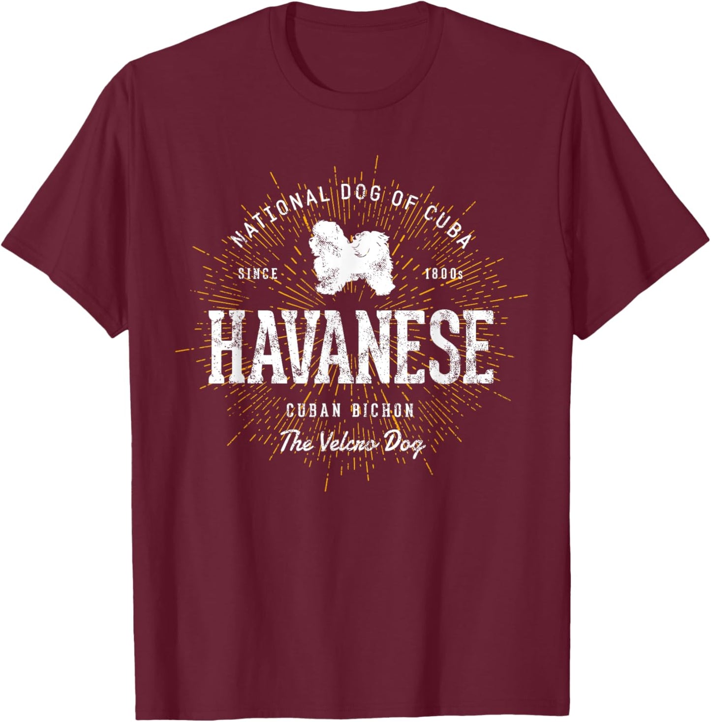 Vintage Style Retro Havanese T-Shirt - T-Shirt | Maroon