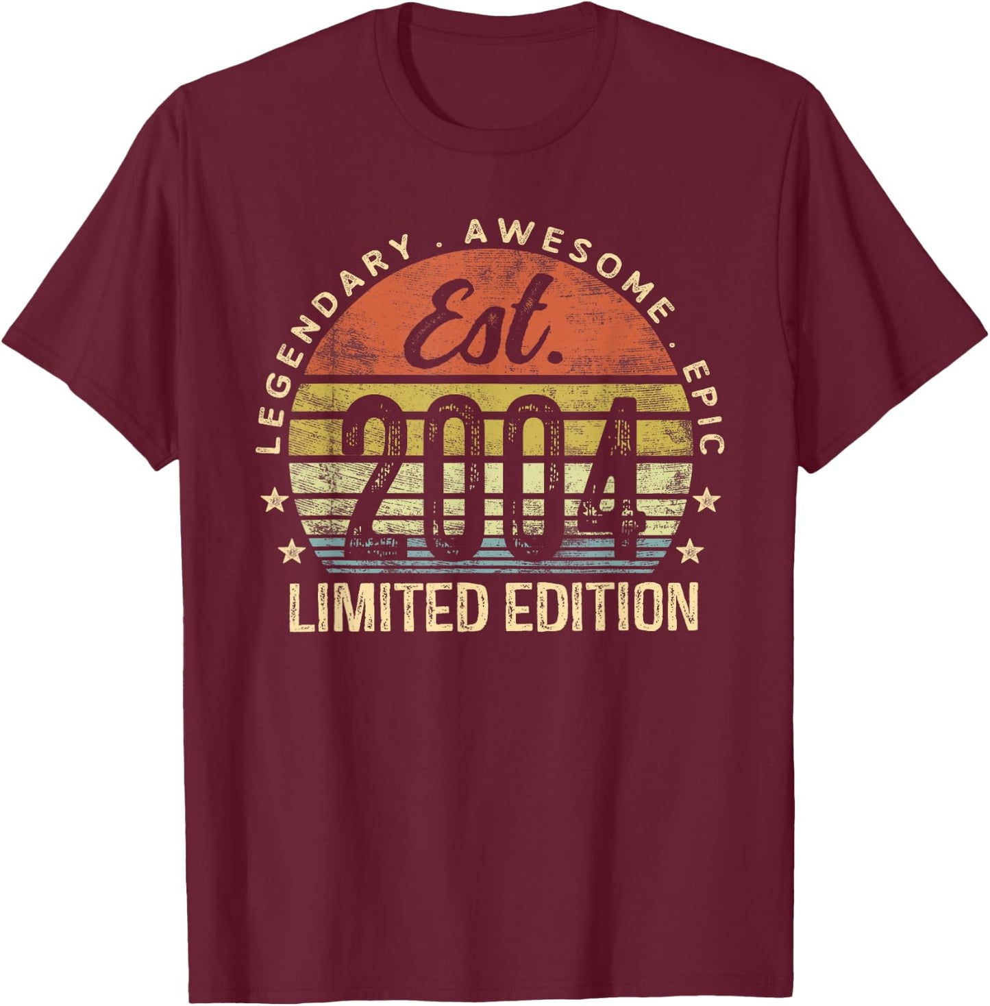 Legendary Awesome Epic 2004 Gifts Adults & Kids 21st Birthday Retro Black Short Sleeve Small T-Shirt - T-Shirt | Maroon