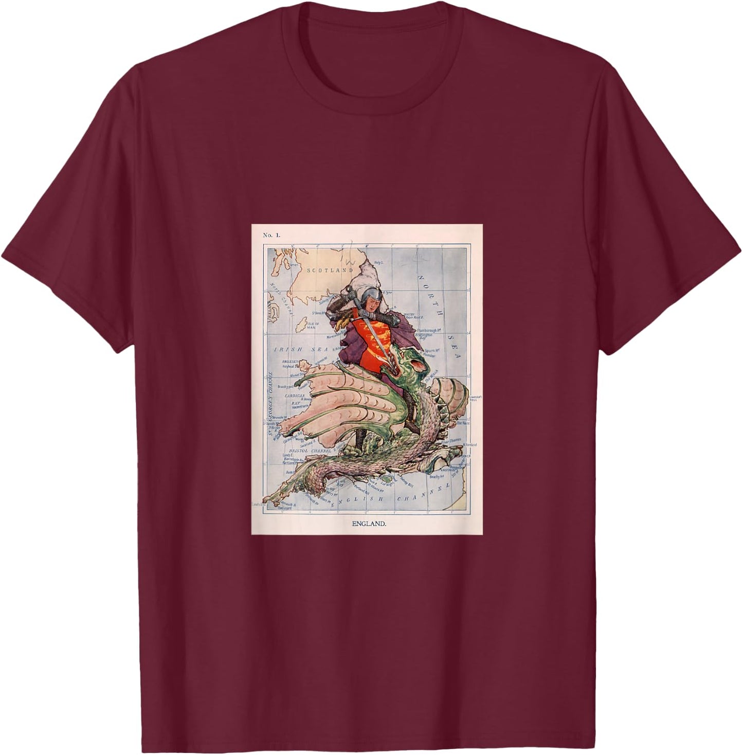 St George Slaying a Dragon T-Shirt - T-Shirt | Maroon