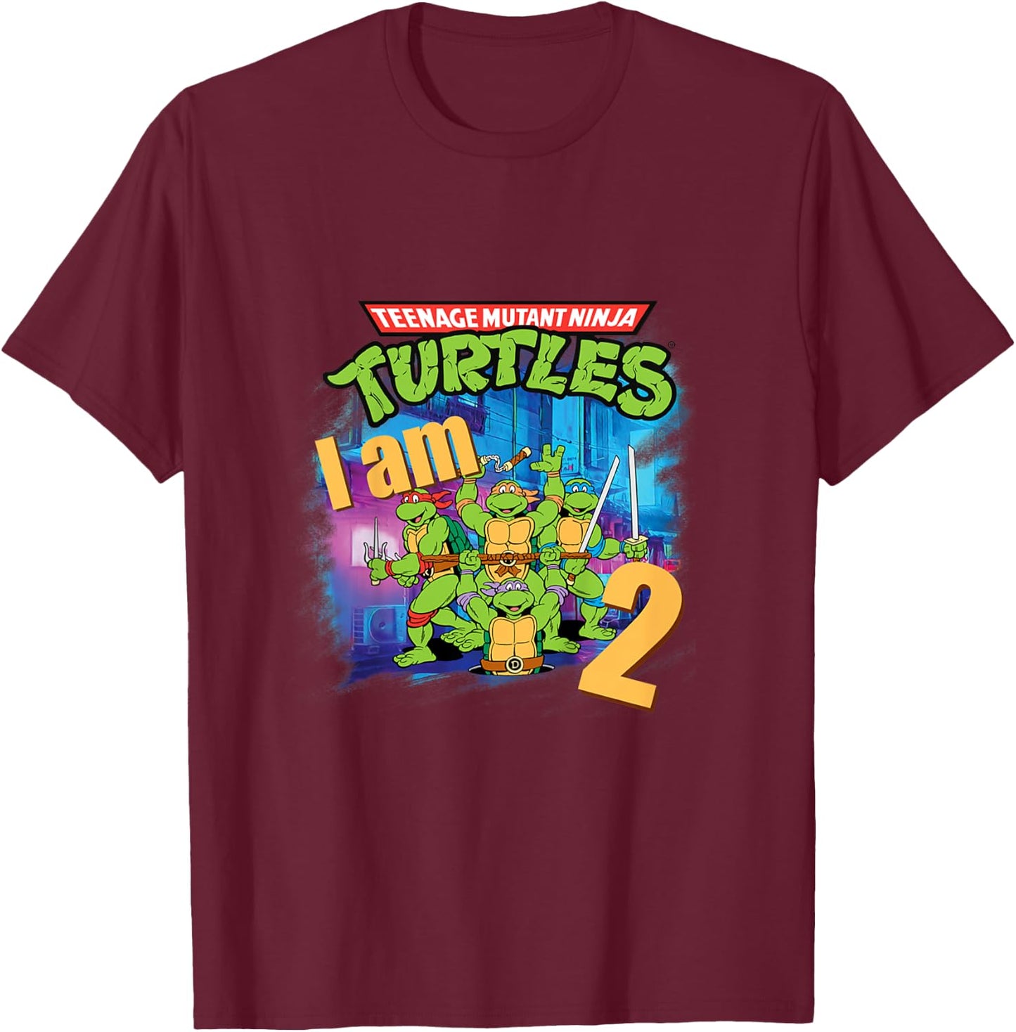 Mademark x Teenage Mutant Ninja Turtles - Kids Original Teenage Mutant Ninja Turtles Second Birthday 2 2nd T-Shirt - T-Shirt | Maroon