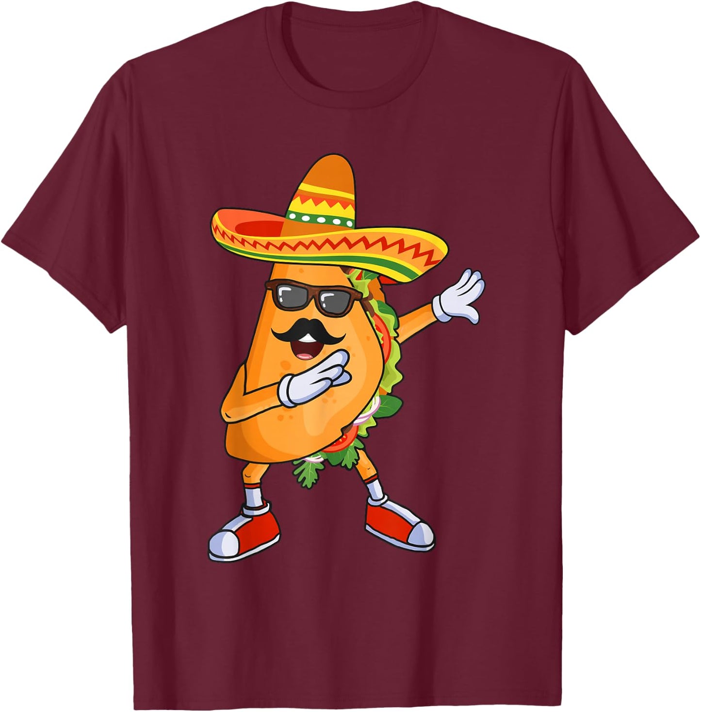 Dabbing Taco Funny Cinco de Mayo Mexican party T-Shirt - T-Shirt | Maroon