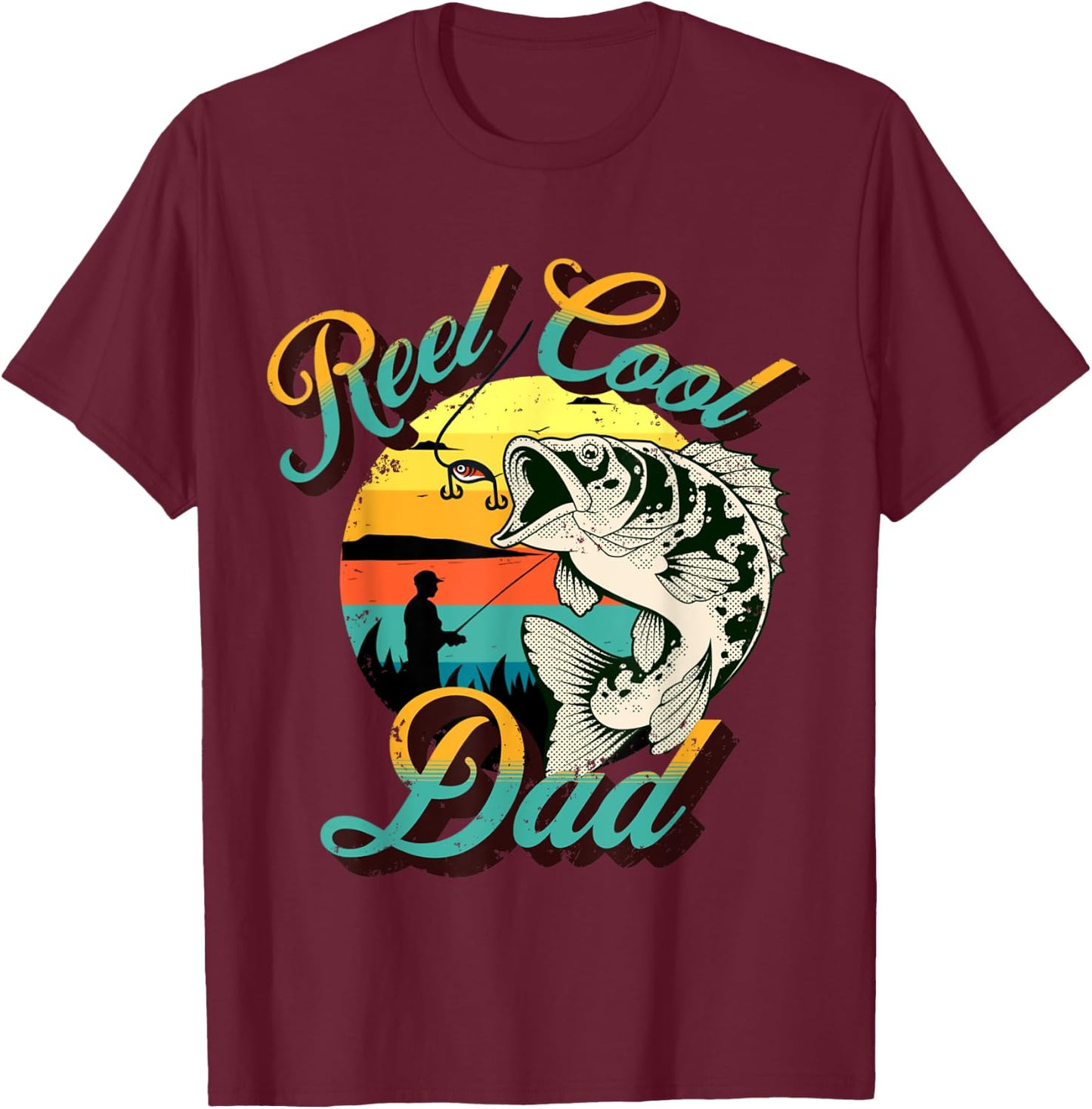 Funny Dad Fathers Day Gift Real Cool Dad Fishing, Dad Joke T-Shirt - T-Shirt | Maroon