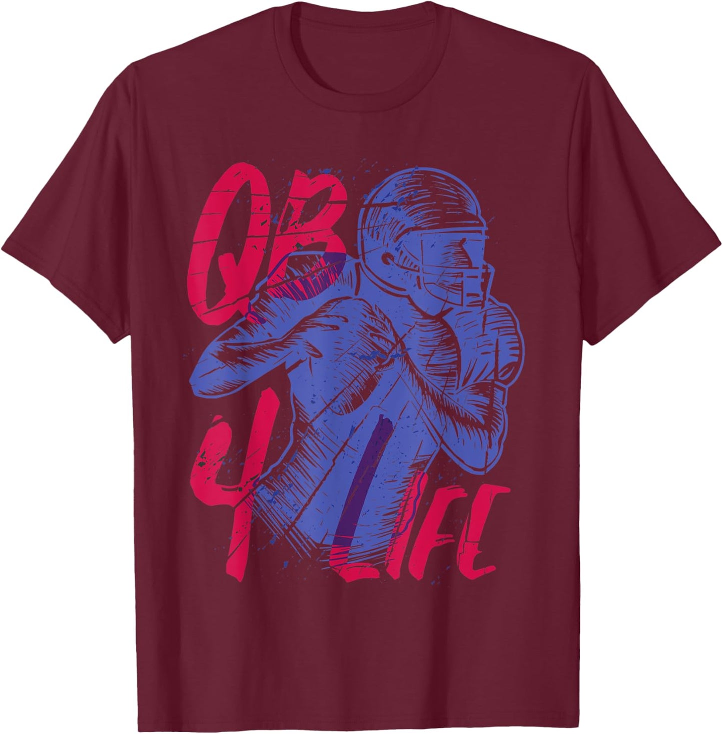 American Football Team Player QB for life Quarterback Gift T-Shirt - T-Shirt | Maroon
